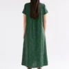 Haki-jurk met groene Sinda-print Haki-jurk met groene Sinda-print