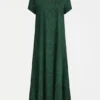 Haki-jurk met groene Sinda-print Haki-jurk met groene Sinda-print