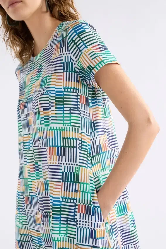 Haki-jurk met schaakprint Haki-jurk met schaakprint