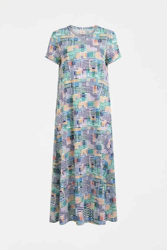 Haki-jurk met schaakprint Haki-jurk met schaakprint