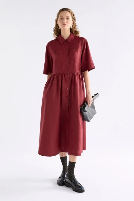 Llinen Light-jurk Bordeaux Llinen Light-jurk Bordeaux