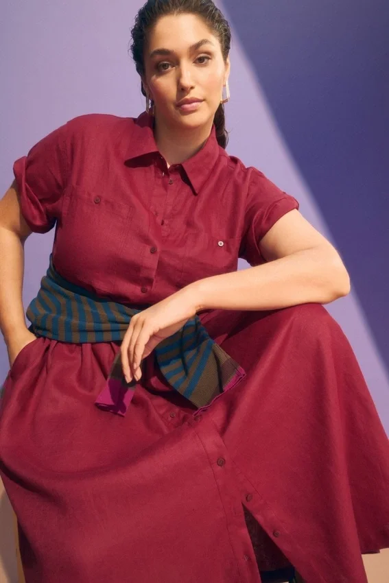 Llinen Light-jurk Bordeaux Llinen Light-jurk Bordeaux