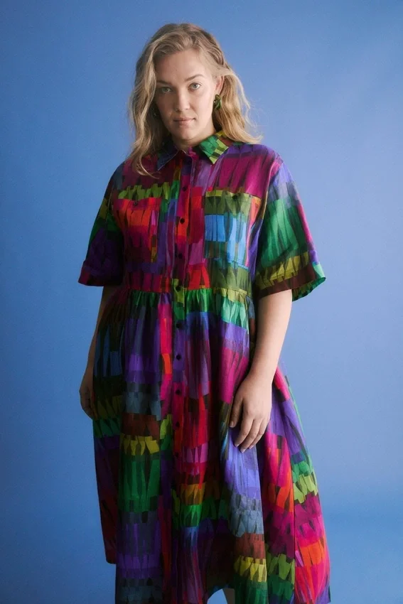 Llinen Light-jurk met Lind-print Llinen Light-jurk met Lind-print