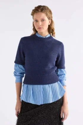Luft Lurex-gebreide top Navy Copper