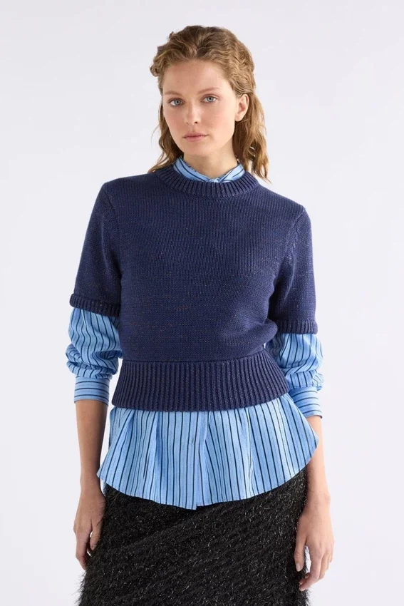 Luft Lurex-gebreide top Navy Copper Luft Lurex-gebreide top Navy Copper