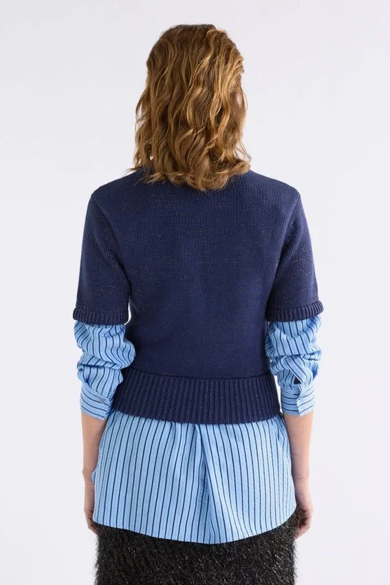 Luft Lurex-gebreide top Navy Copper Luft Lurex-gebreide top Navy Copper